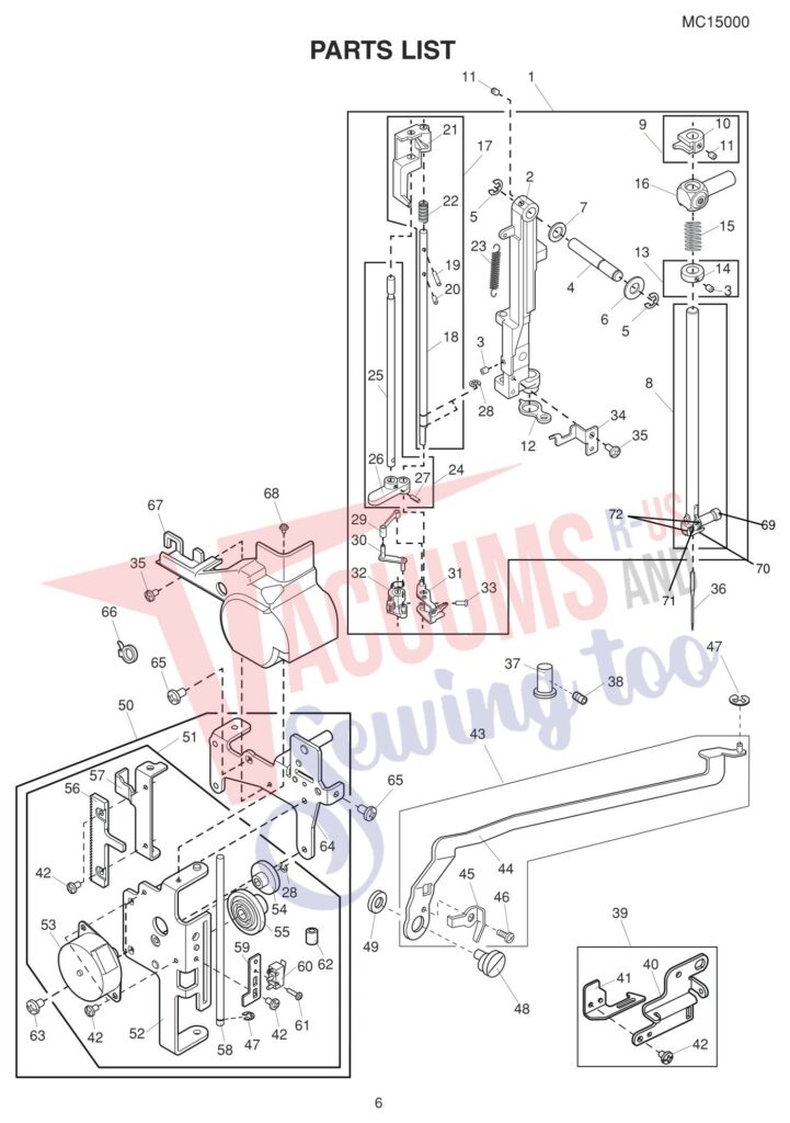 Janome 15000 exploded schematic diagram (page 17)