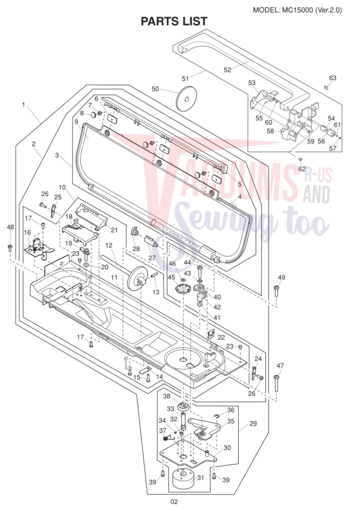 Janome 15000 V2 exploded schematic diagram (page 10)