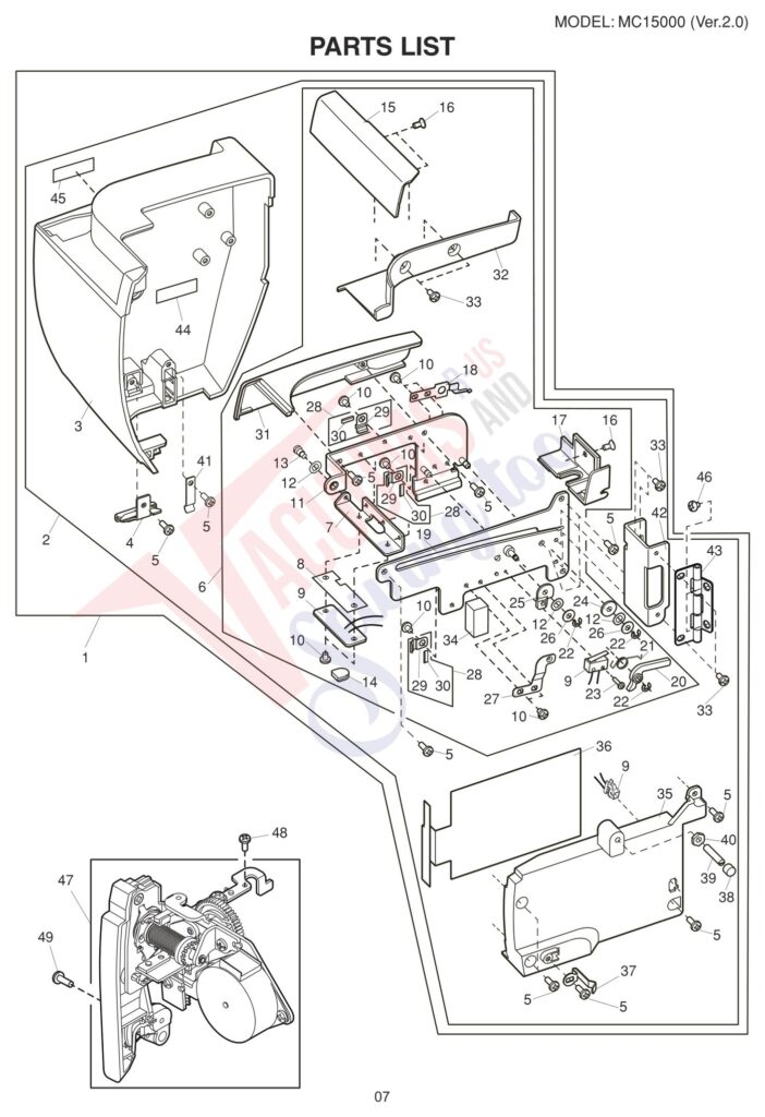 Janome 15000 V2 exploded schematic diagram (page 15)