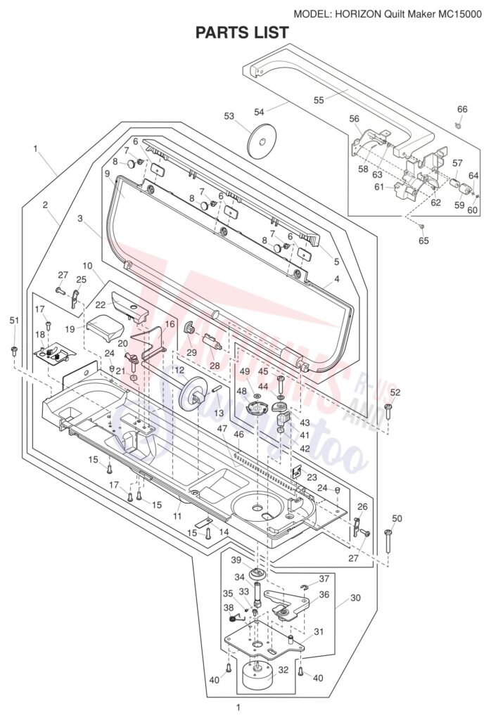 Janome 15000 V3 exploded schematic diagram (page 1)
