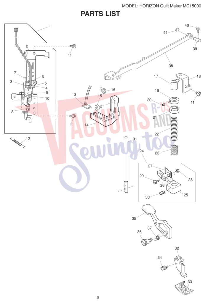 Janome 15000 V3 exploded schematic diagram (page 16)