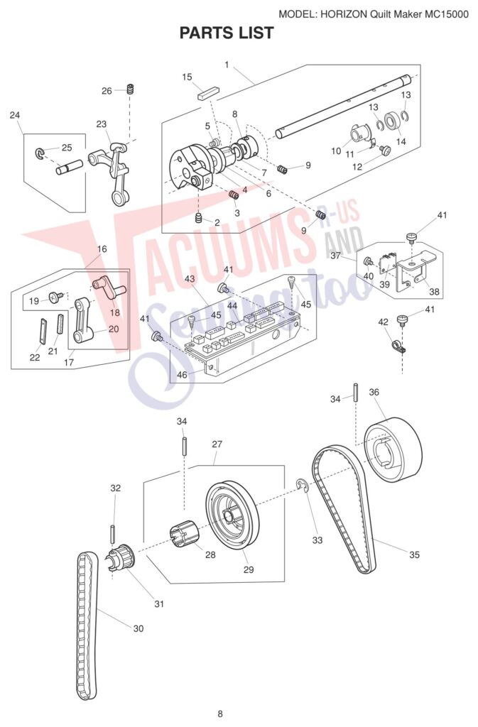 Janome 15000 V3 exploded schematic diagram (page 18)