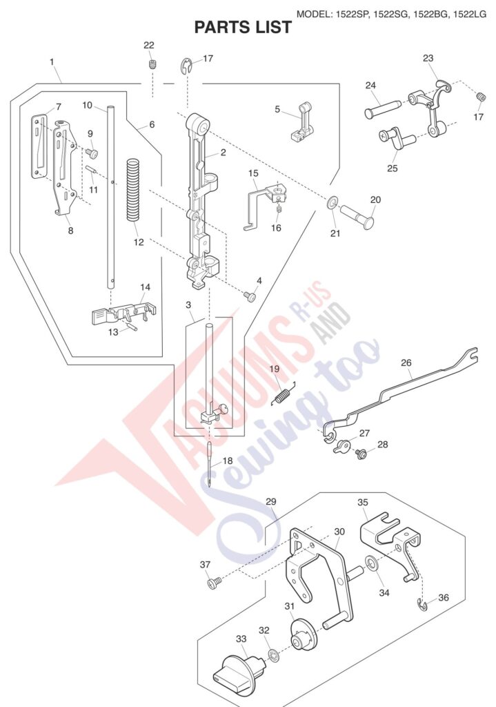 Janome 1522-BG exploded schematic diagram (page 3)