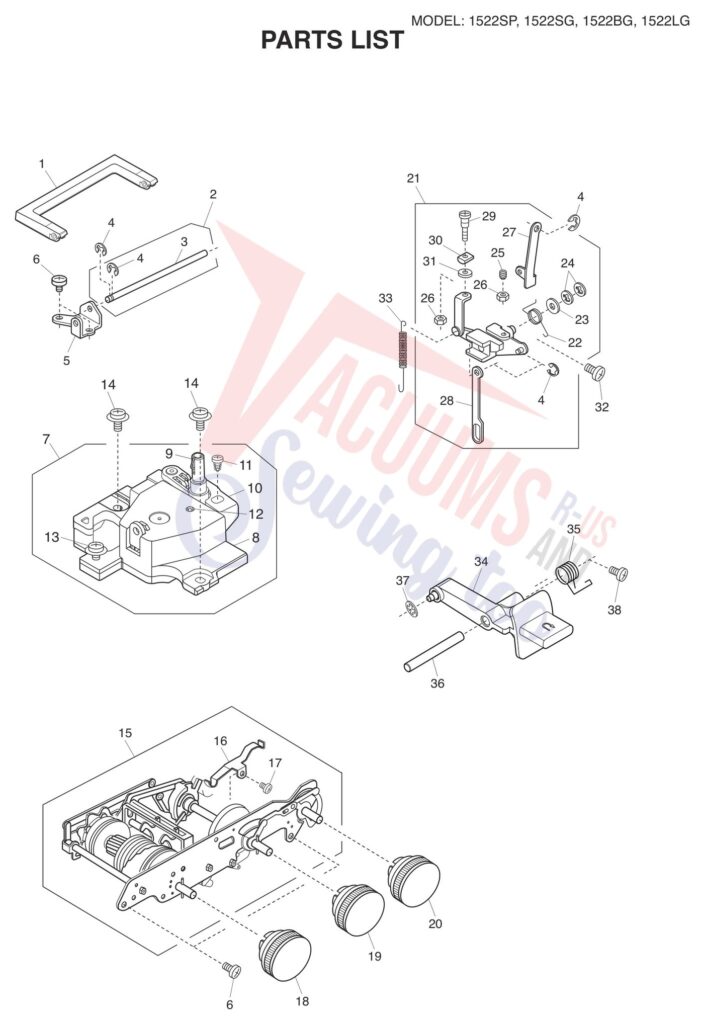 Janome 1522-BG exploded schematic diagram (page 5)
