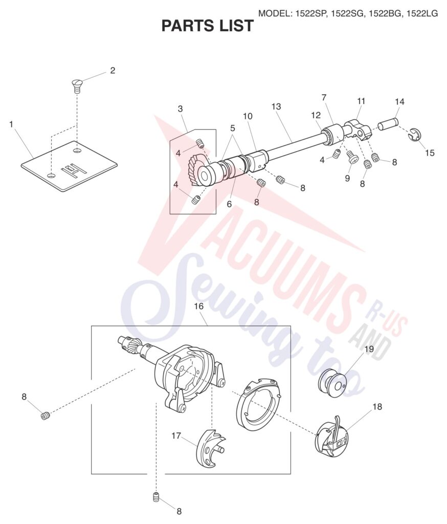 Janome 1522-BG exploded schematic diagram (page 6)