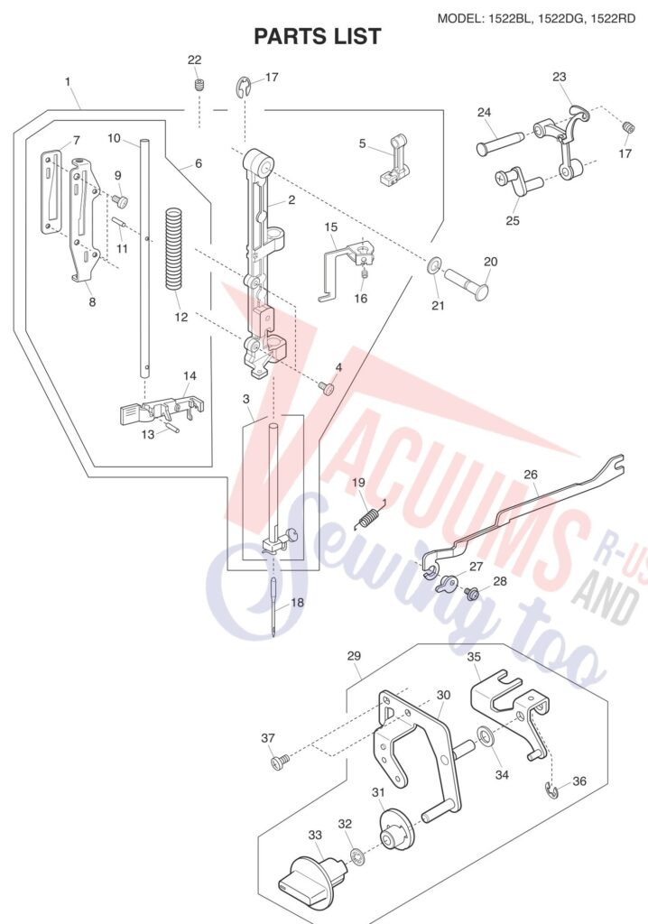 Janome 1522-BL exploded schematic diagram (page 3)