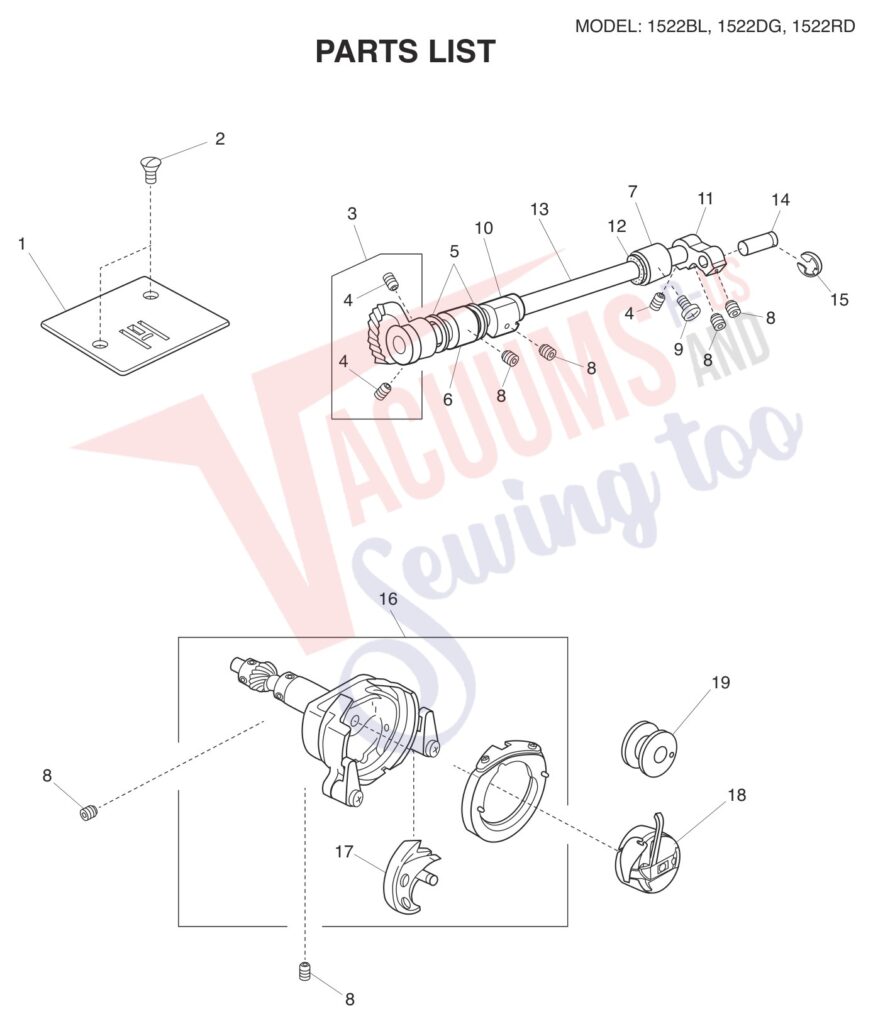 Janome 1522-BL exploded schematic diagram (page 6)