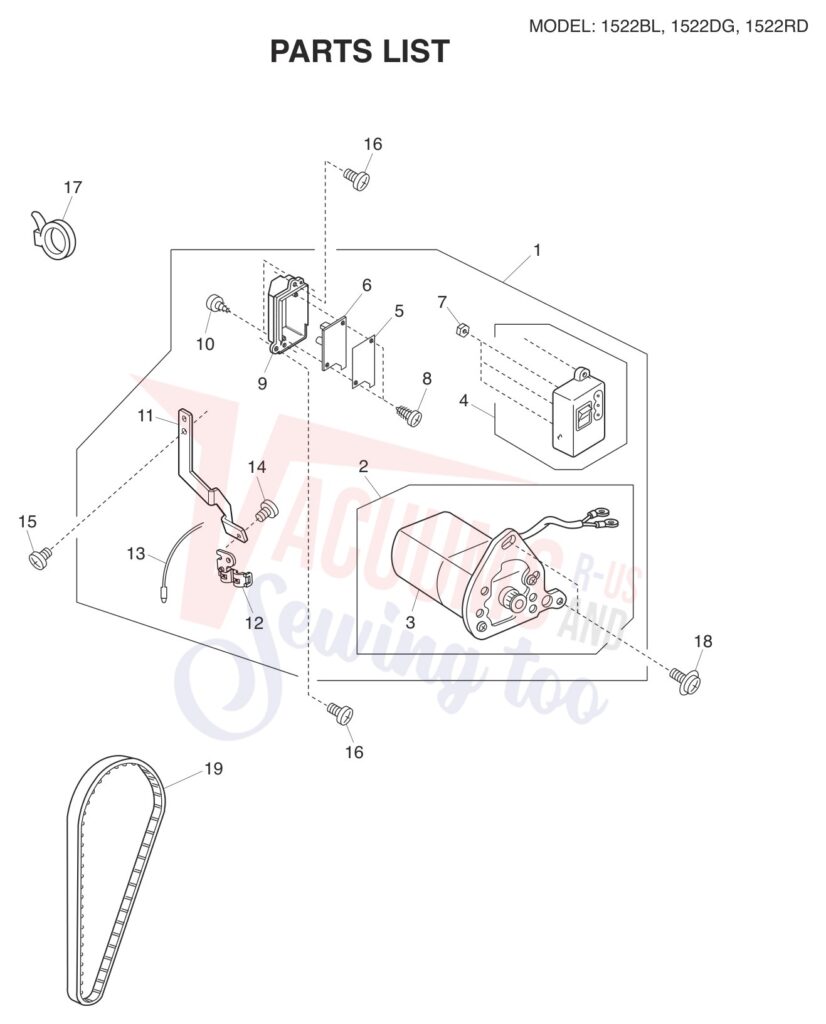 Janome 1522-BL exploded schematic diagram (page 8)