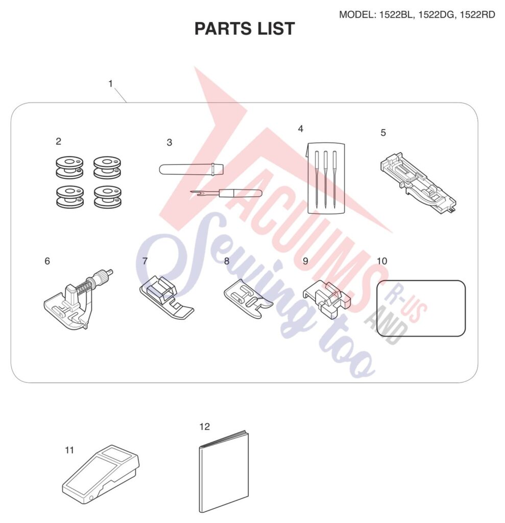 Janome 1522-BL exploded schematic diagram (page 9)