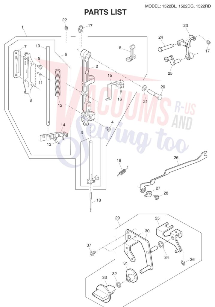 Janome 1522-DG exploded schematic diagram (page 3)