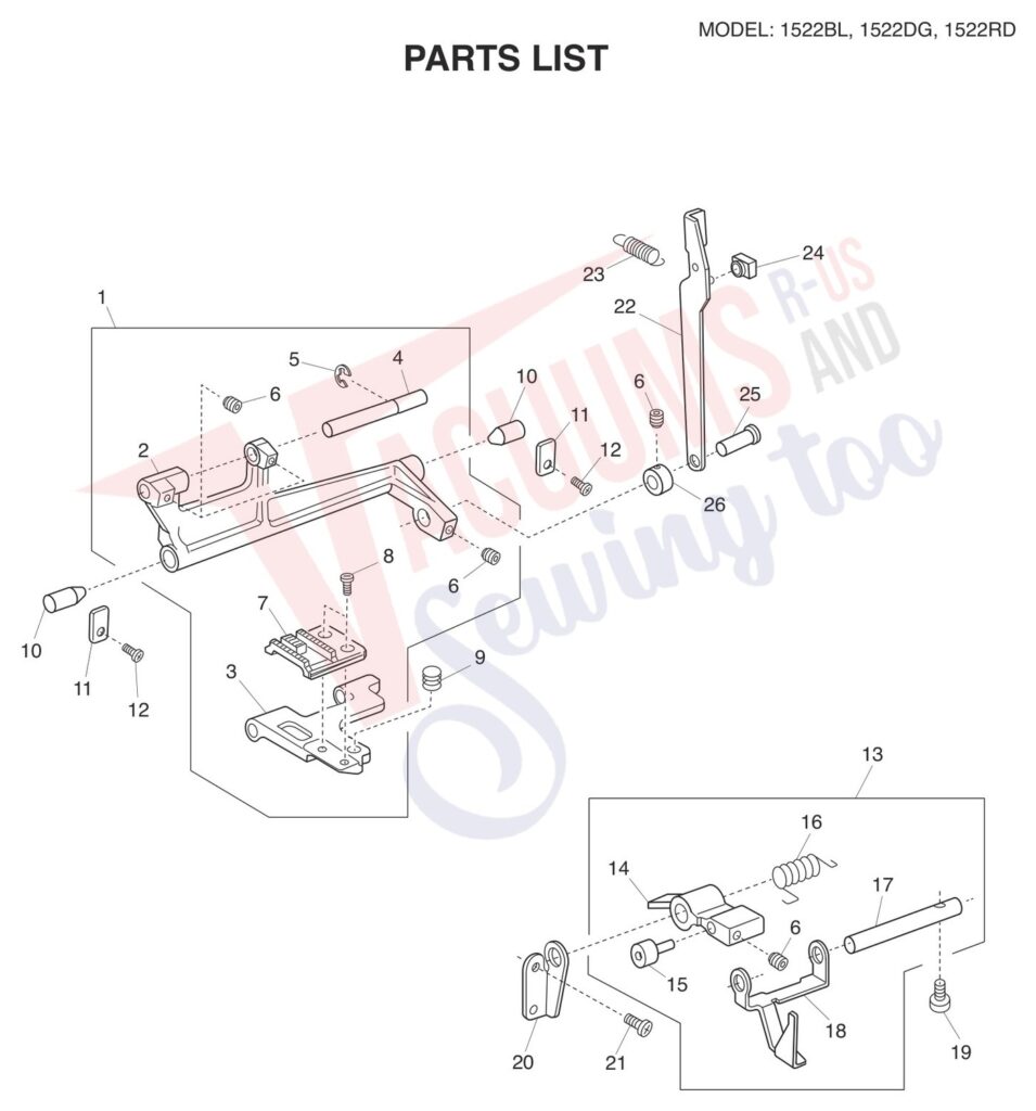 Janome 1522-DG exploded schematic diagram (page 7)