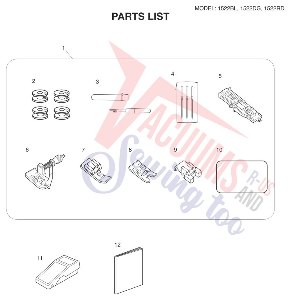 Janome 1522-DG exploded schematic diagram (page 9)