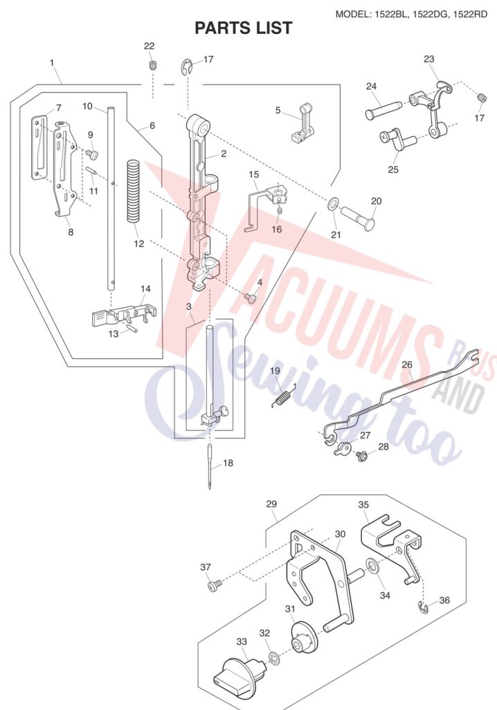 Janome 1522-RD exploded schematic diagram (page 3)