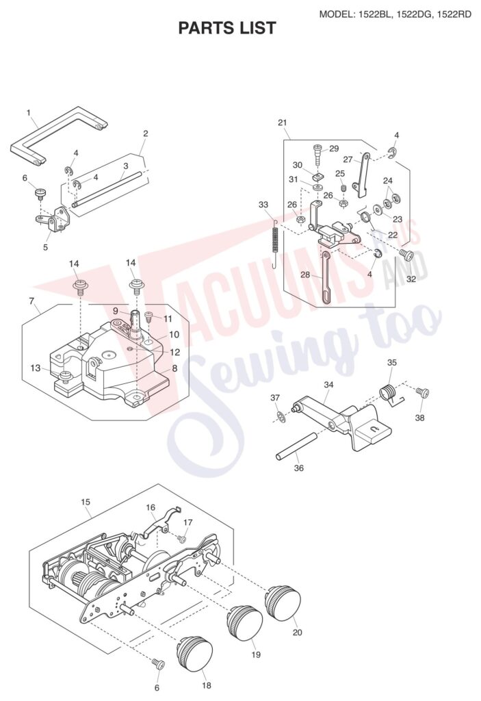 Janome 1522-RD exploded schematic diagram (page 5)