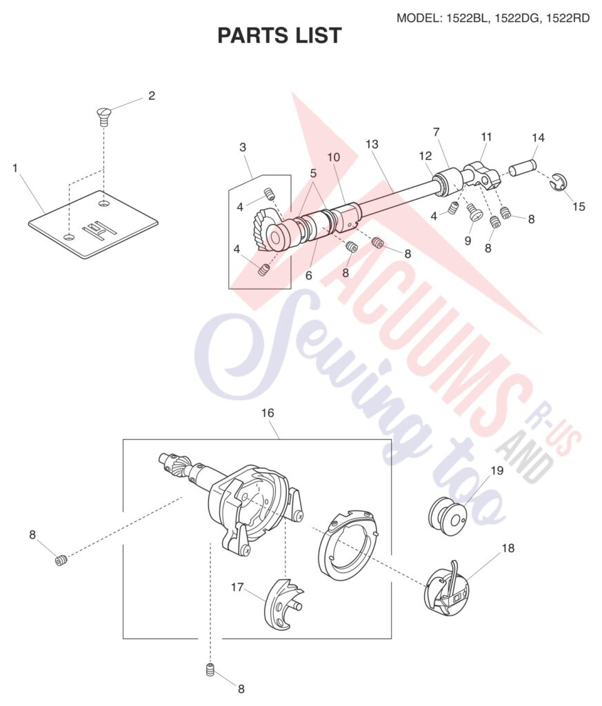 Janome 1522-RD exploded schematic diagram (page 6)