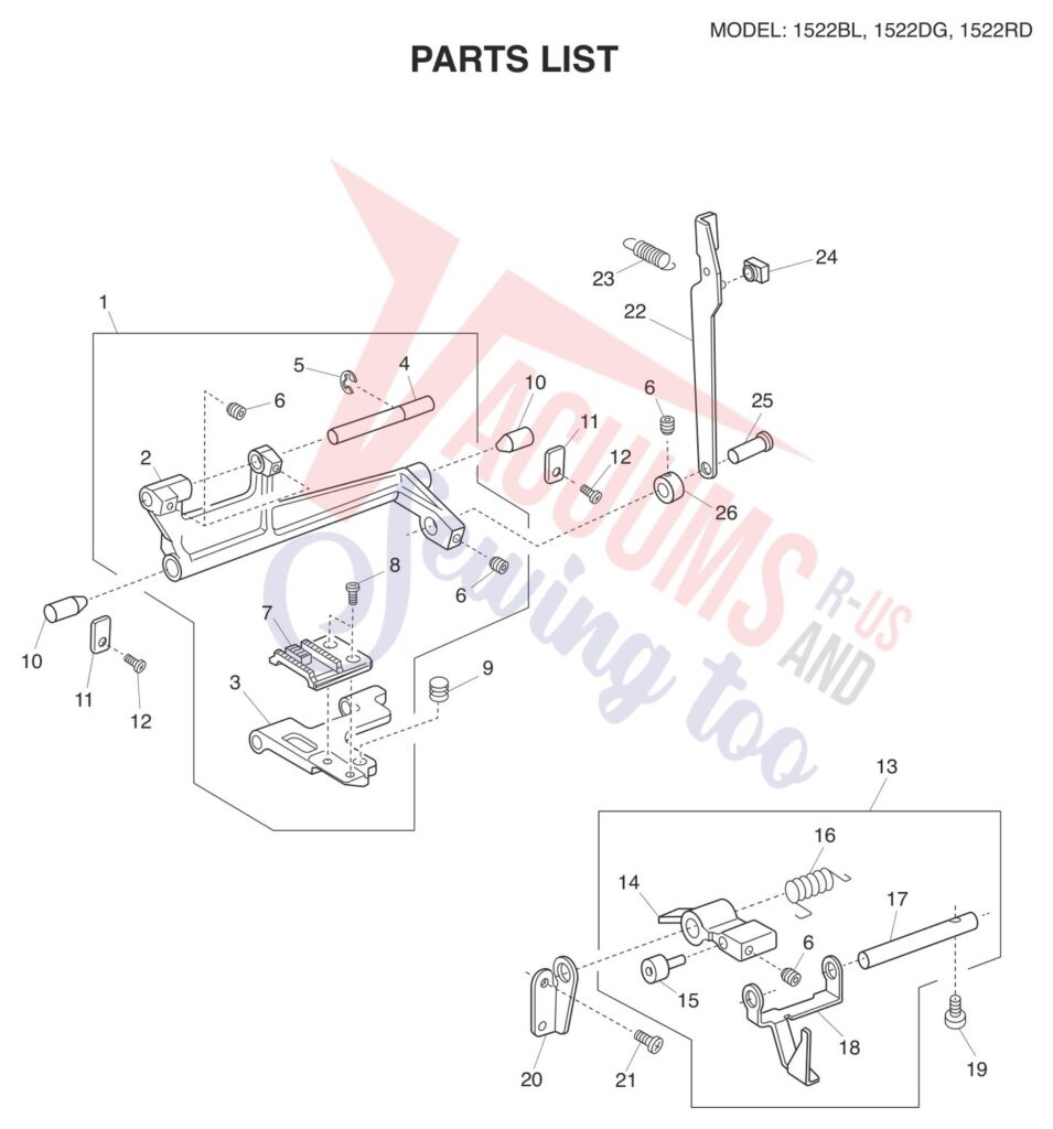 Janome 1522-RD exploded schematic diagram (page 7)