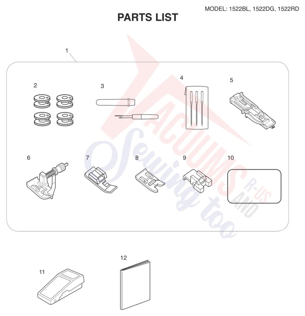 Janome 1522-RD exploded schematic diagram (page 9)