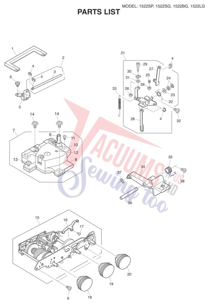 Janome 1522-SG exploded schematic diagram (page 5)