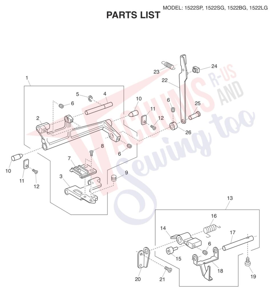Janome 1522-SG exploded schematic diagram (page 7)