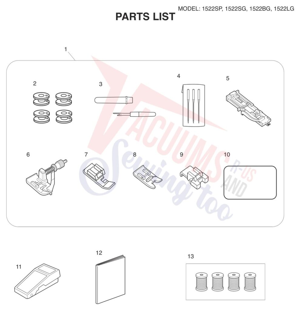 Janome 1522-SG exploded schematic diagram (page 9)