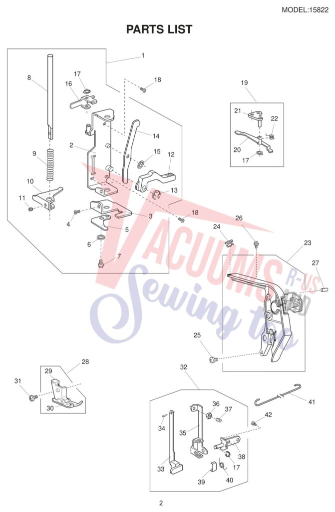 Janome 15822 exploded schematic diagram (page 2)
