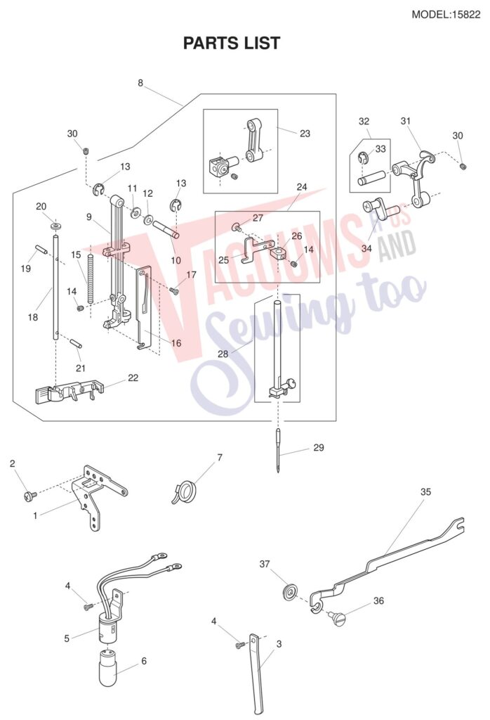 Janome 15822 exploded schematic diagram (page 3)