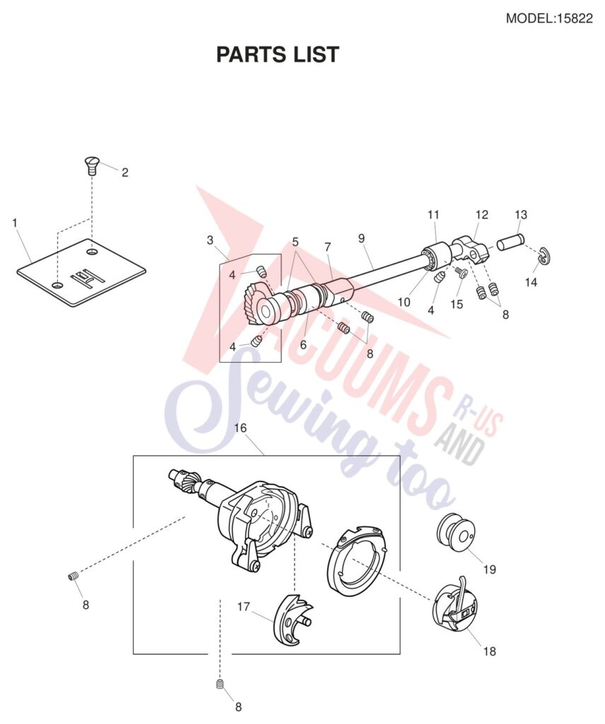 Janome 15822 exploded schematic diagram (page 6)