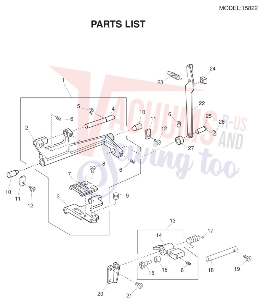 Janome 15822 exploded schematic diagram (page 7)
