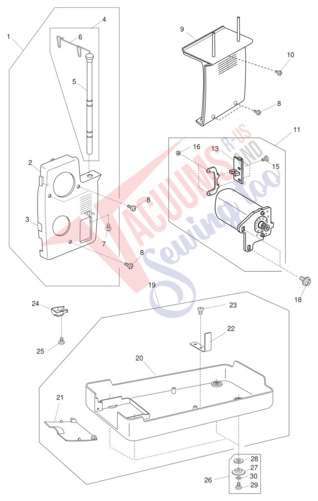 Janome 1600P exploded schematic diagram (page 3)