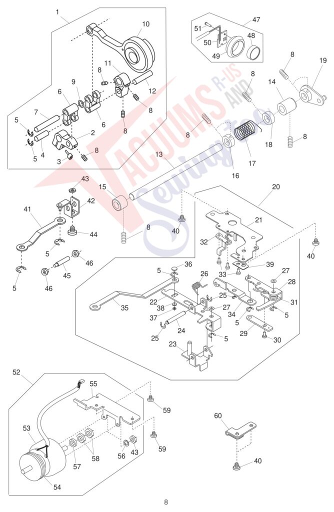 Janome 1600P exploded schematic diagram (page 9)