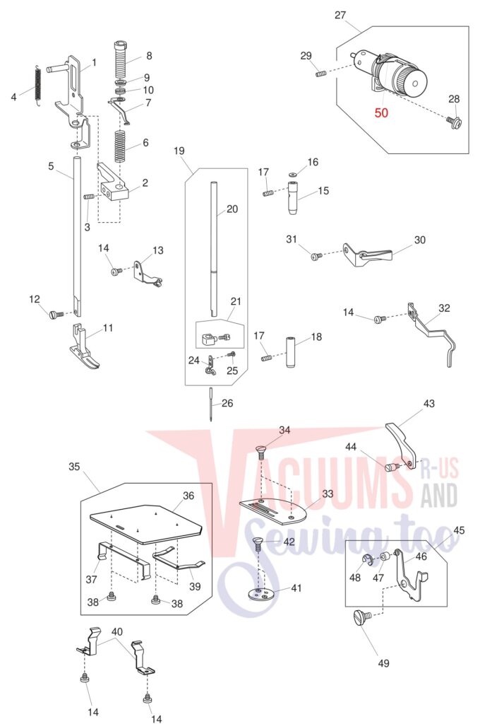 Janome 1600P-DB exploded schematic diagram (page 5)