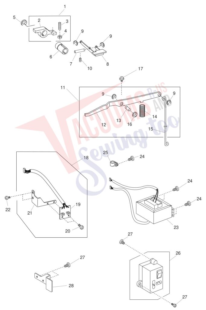 Janome 1600P-DB exploded schematic diagram (page 10)