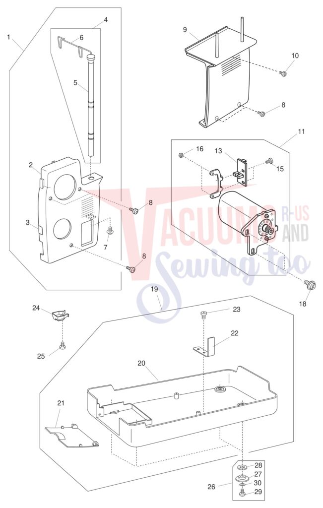 Janome 1600P-DBX exploded schematic diagram (page 3)