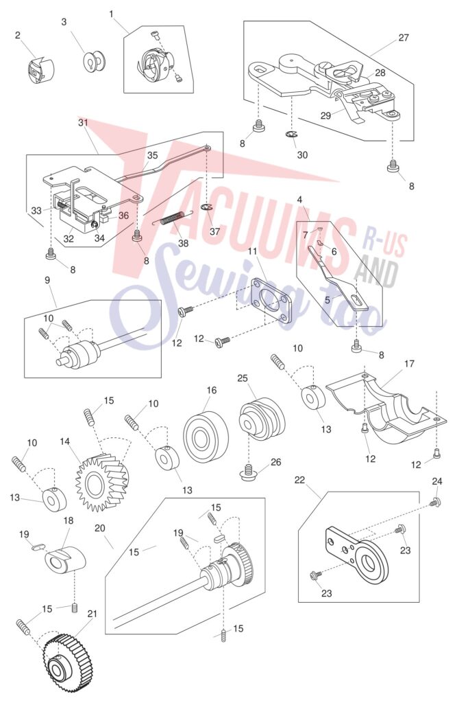 Janome 1600P-DBX exploded schematic diagram (page 7)