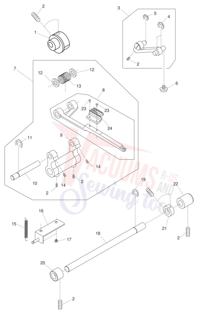 Janome 1600P-DBX exploded schematic diagram (page 8)