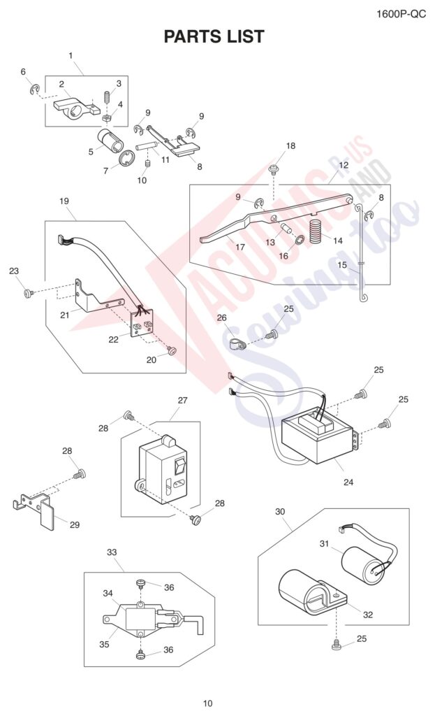 Janome 1600P-QC exploded schematic diagram (page 2)