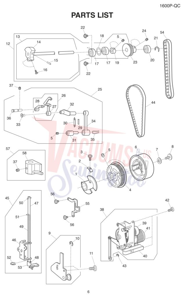 Janome 1600P-QC exploded schematic diagram (page 11)