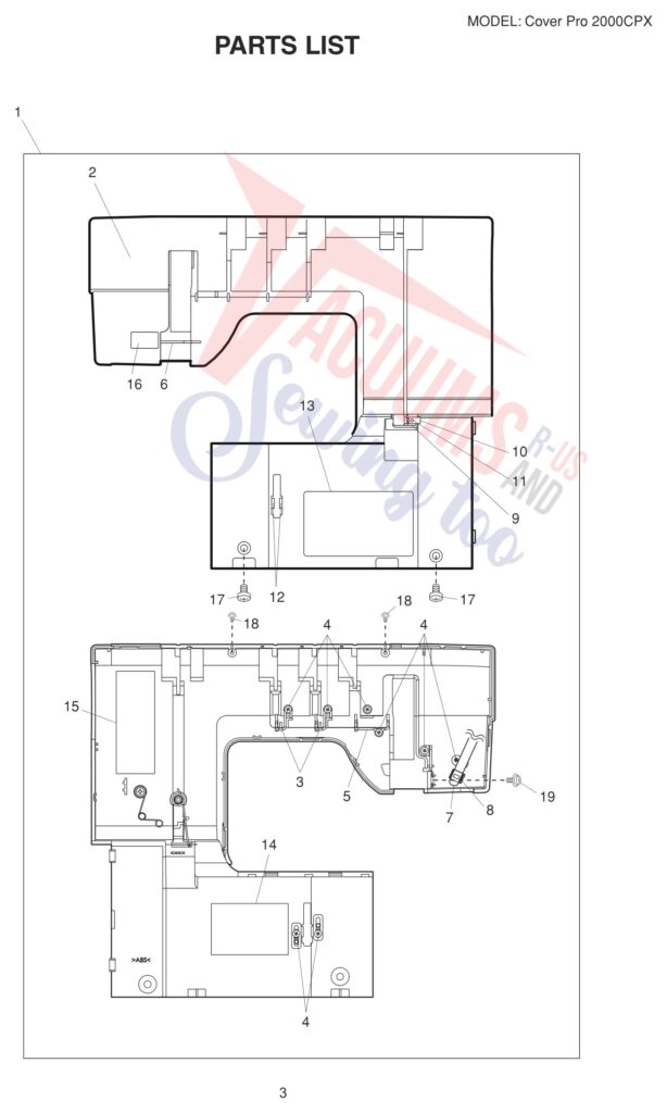 Janome 2000CPX exploded schematic diagram (page 3)