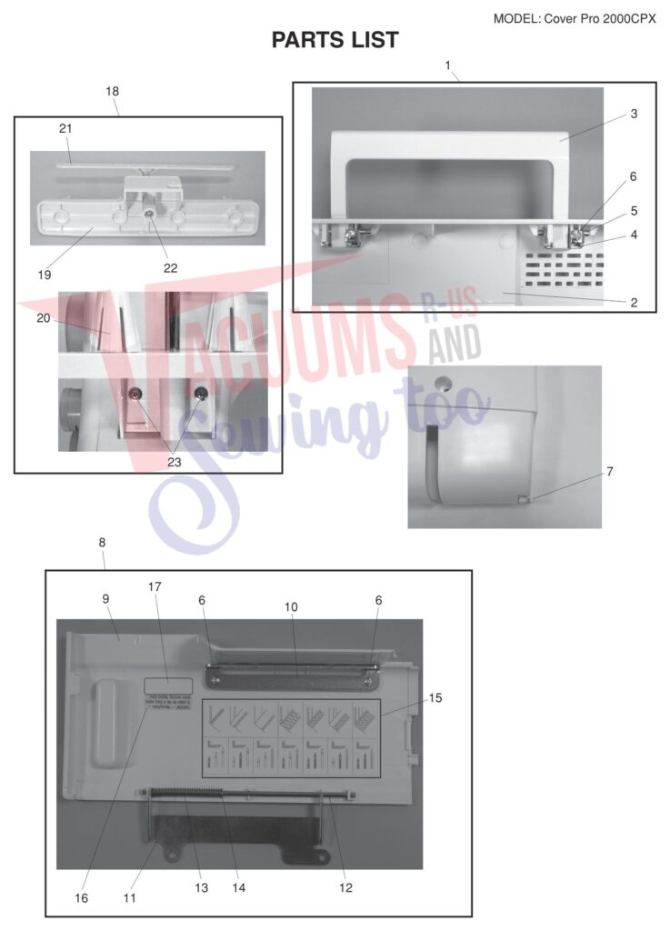 Janome 2000CPX V2 exploded schematic diagram (page 1)