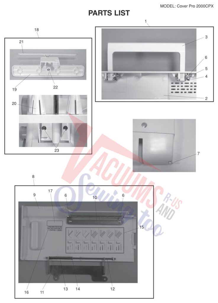 Janome 2000CPX V3 exploded schematic diagram (page 1)