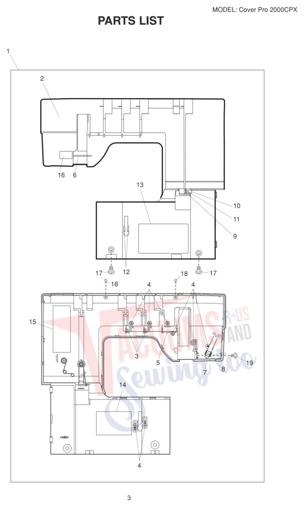 Janome 2000CPX V3 exploded schematic diagram (page 3)