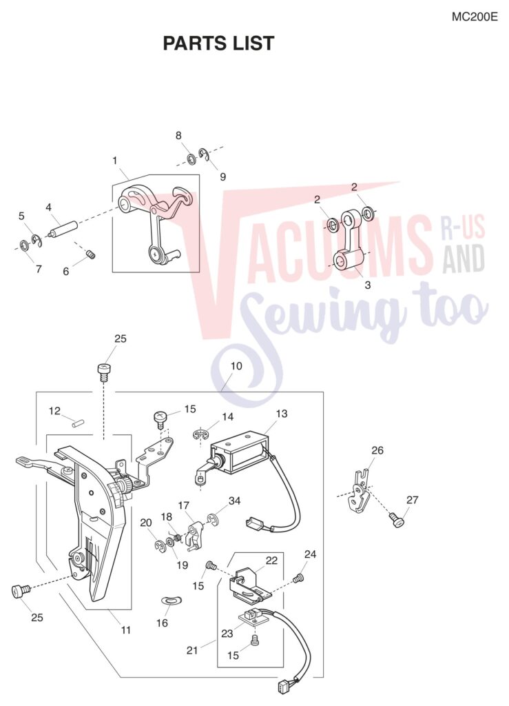 Janome 200E exploded schematic diagram (page 3)