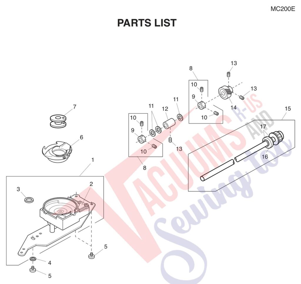 Janome 200E exploded schematic diagram (page 5)