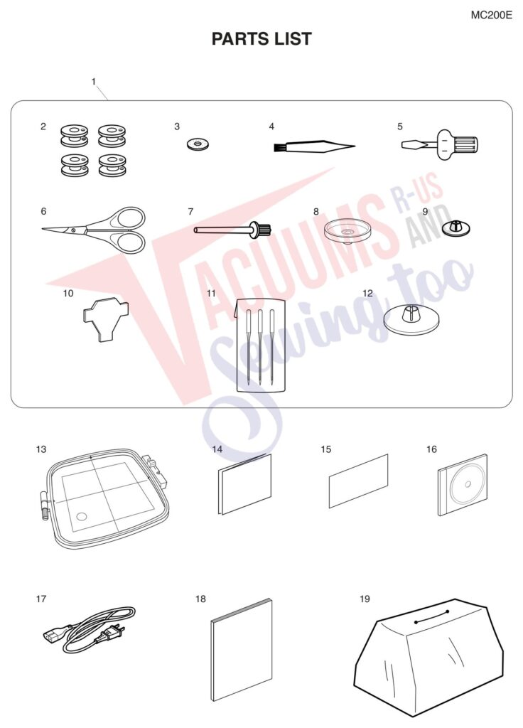 Janome 200E exploded schematic diagram (page 9)