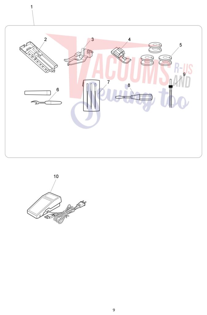 Janome 2018S exploded schematic diagram (page 9)