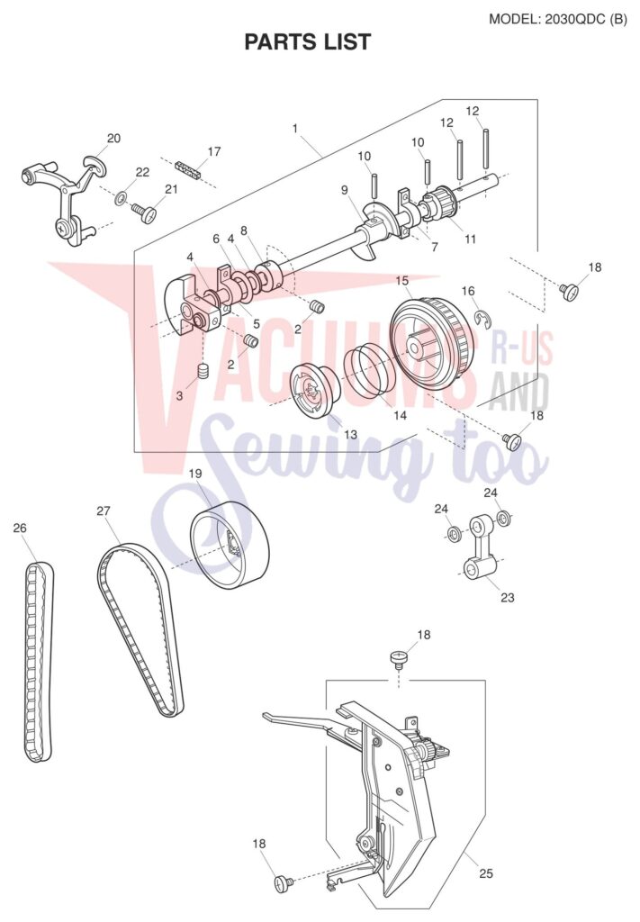 Janome 2030QDC-B exploded schematic diagram (page 1)