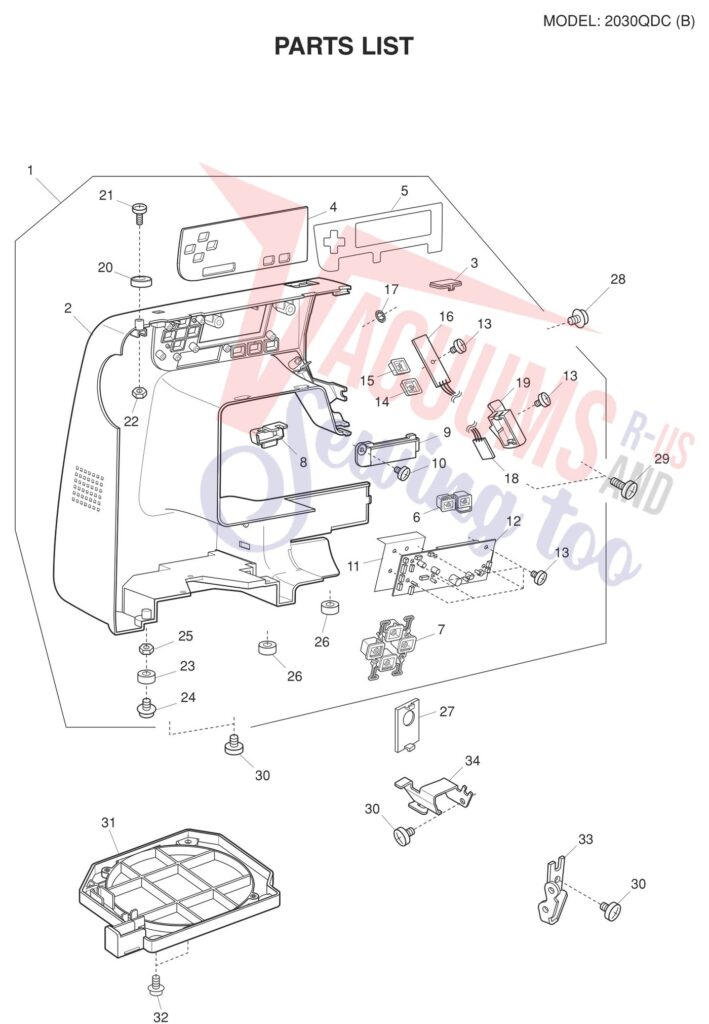 Janome 2030QDC-B exploded schematic diagram (page 6)
