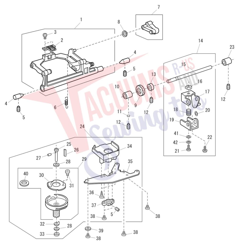Janome 2040 exploded schematic diagram (page 7)