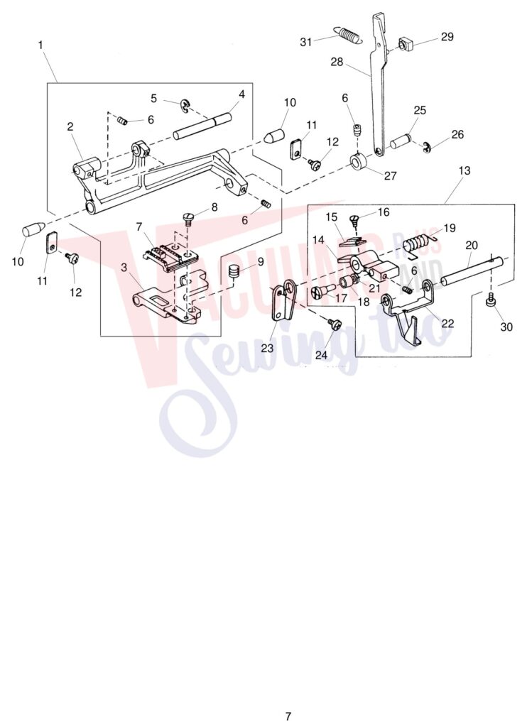 Janome 2041LX exploded schematic diagram (page 7)