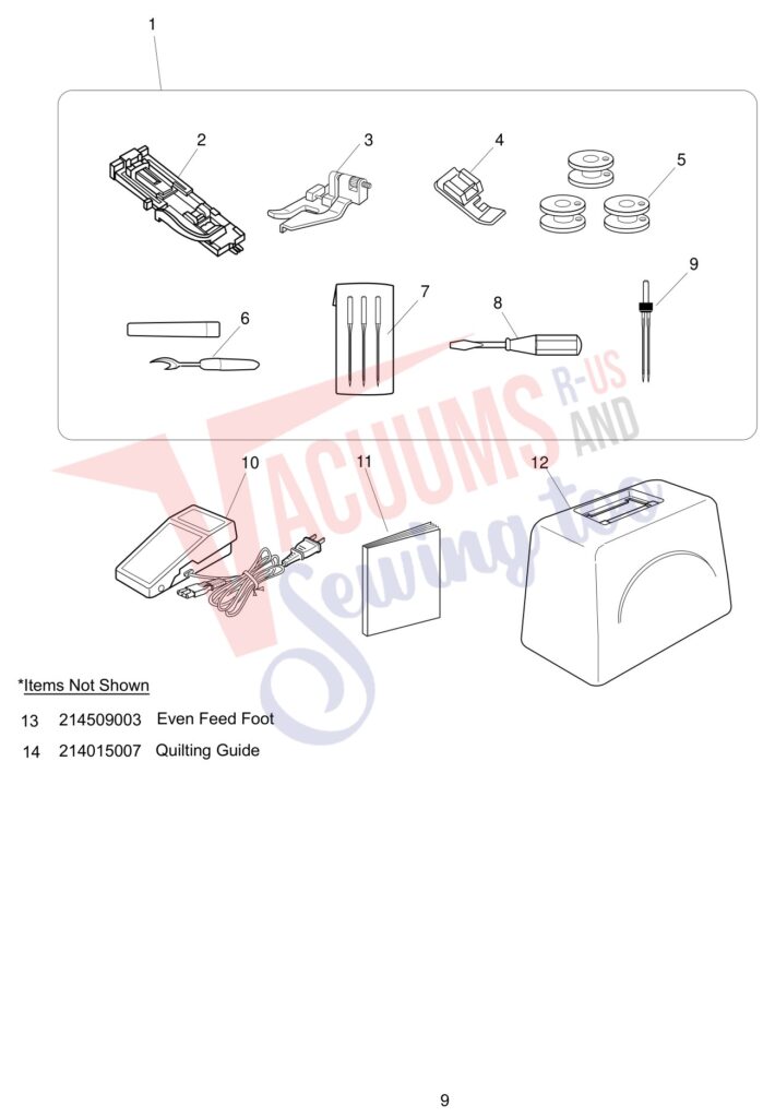 Janome 2041LX exploded schematic diagram (page 9)